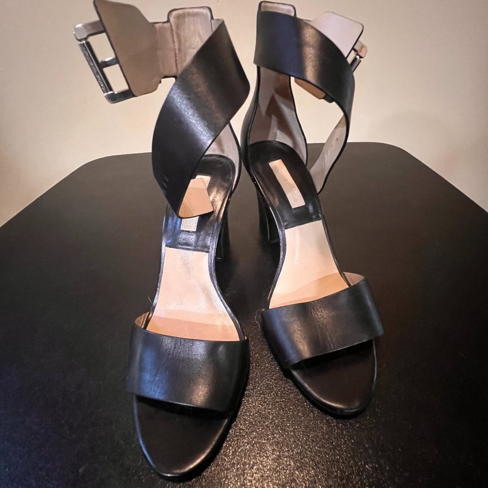 Michael Kors size eur 371/2 black sandals with ankle straps 4.5 high heels